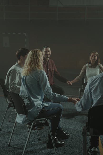 Community gathering with people helping each other